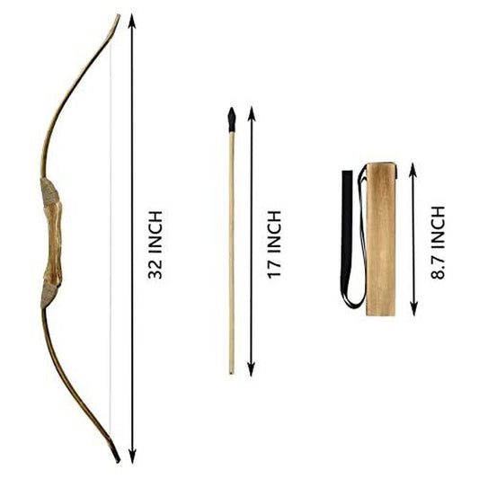 Wooden Bow and Arrow Set, Handmade 32 Inch Kids Bow and Arrow, Toy Bow And