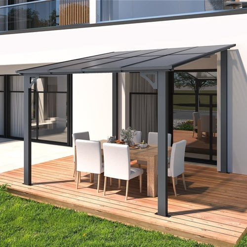 8' X 8' Gazebo for Patio, Small Wall-Mounted Lean to Gazebo Pergola