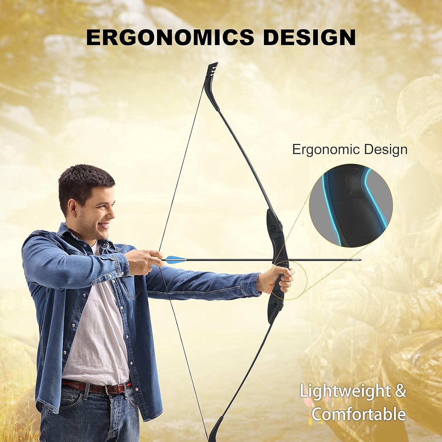 Archery Bow Set Recurve Bow and Arrow Youth Bow and Arrow Beginner Bow Set Takedown Bow and Arrow Right and Left Hand Bow Birthday Gift Bow for Youth/Recurve Bow Draw Weight 25-35Lbs