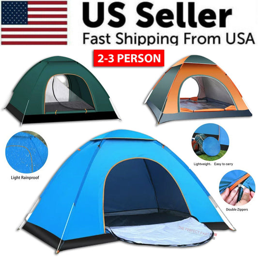 Pop Up Tent 2-3 Person Camping Tent Waterproof Hiking Canopy Shelter