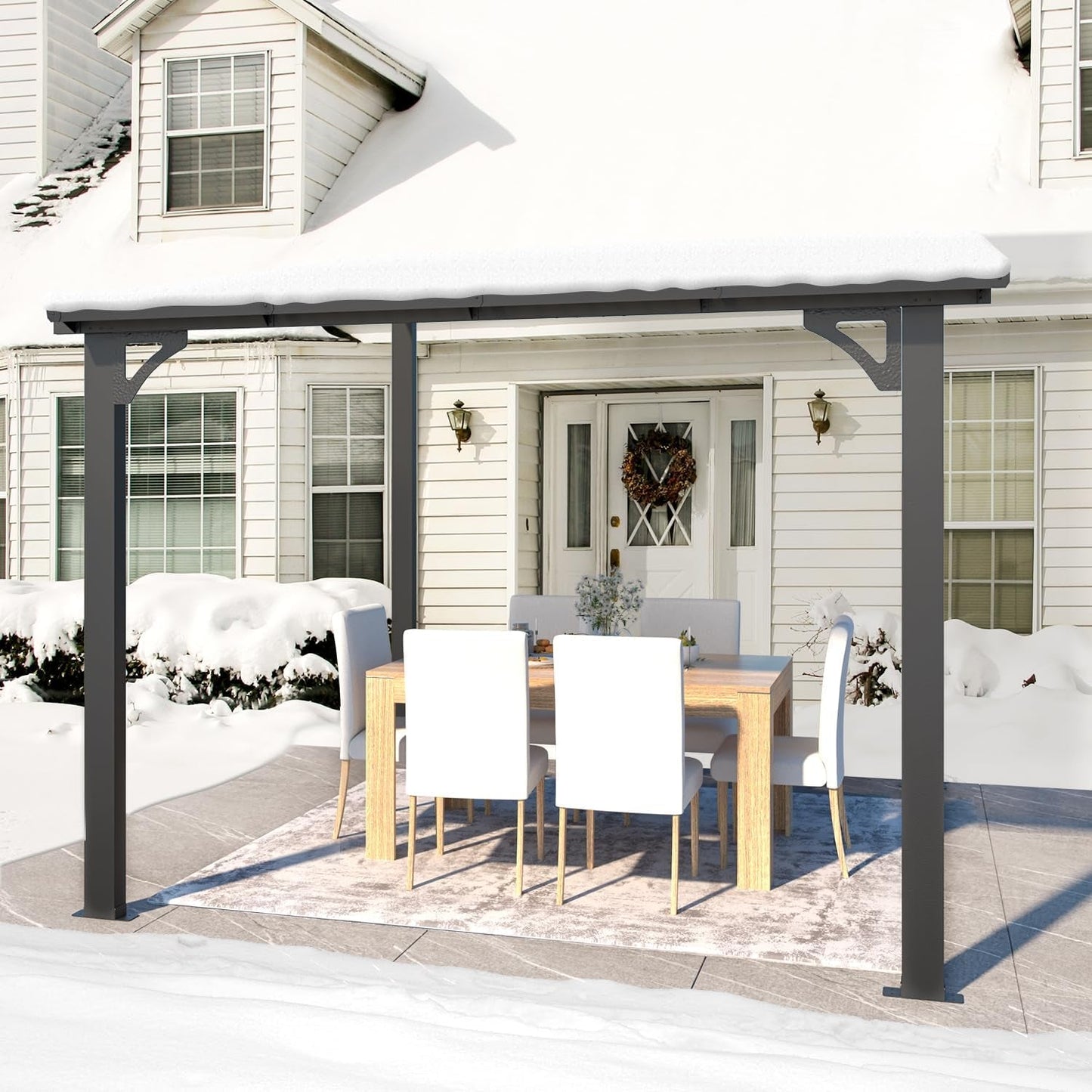 8' X 8' Gazebo for Patio, Small Wall-Mounted Lean to Gazebo Pergola
