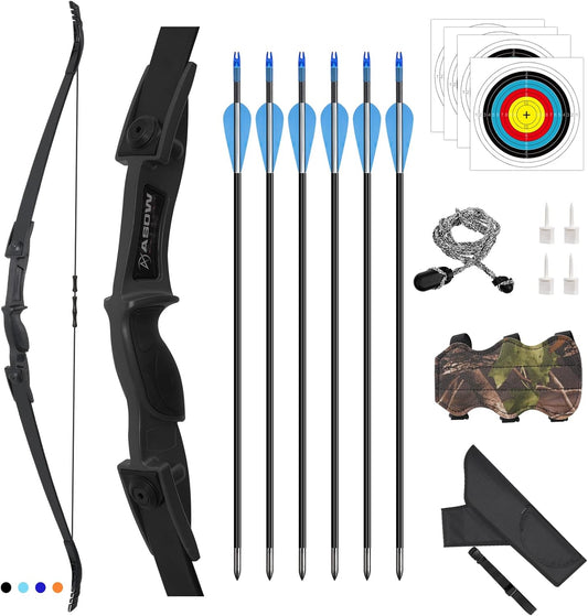 Archery Bow Set Recurve Bow and Arrow Youth Bow and Arrow Beginner Bow Set Takedown Bow and Arrow Right and Left Hand Bow Birthday Gift Bow for Youth/Recurve Bow Draw Weight 25-35Lbs