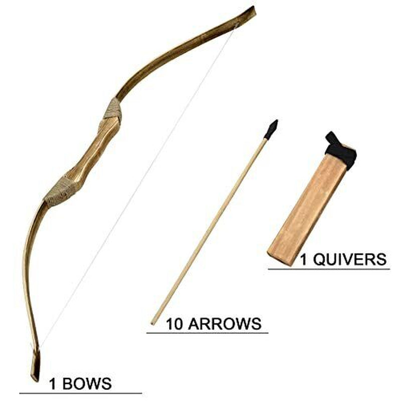 Wooden Bow and Arrow Set, Handmade 32 Inch Kids Bow and Arrow, Toy Bow And
