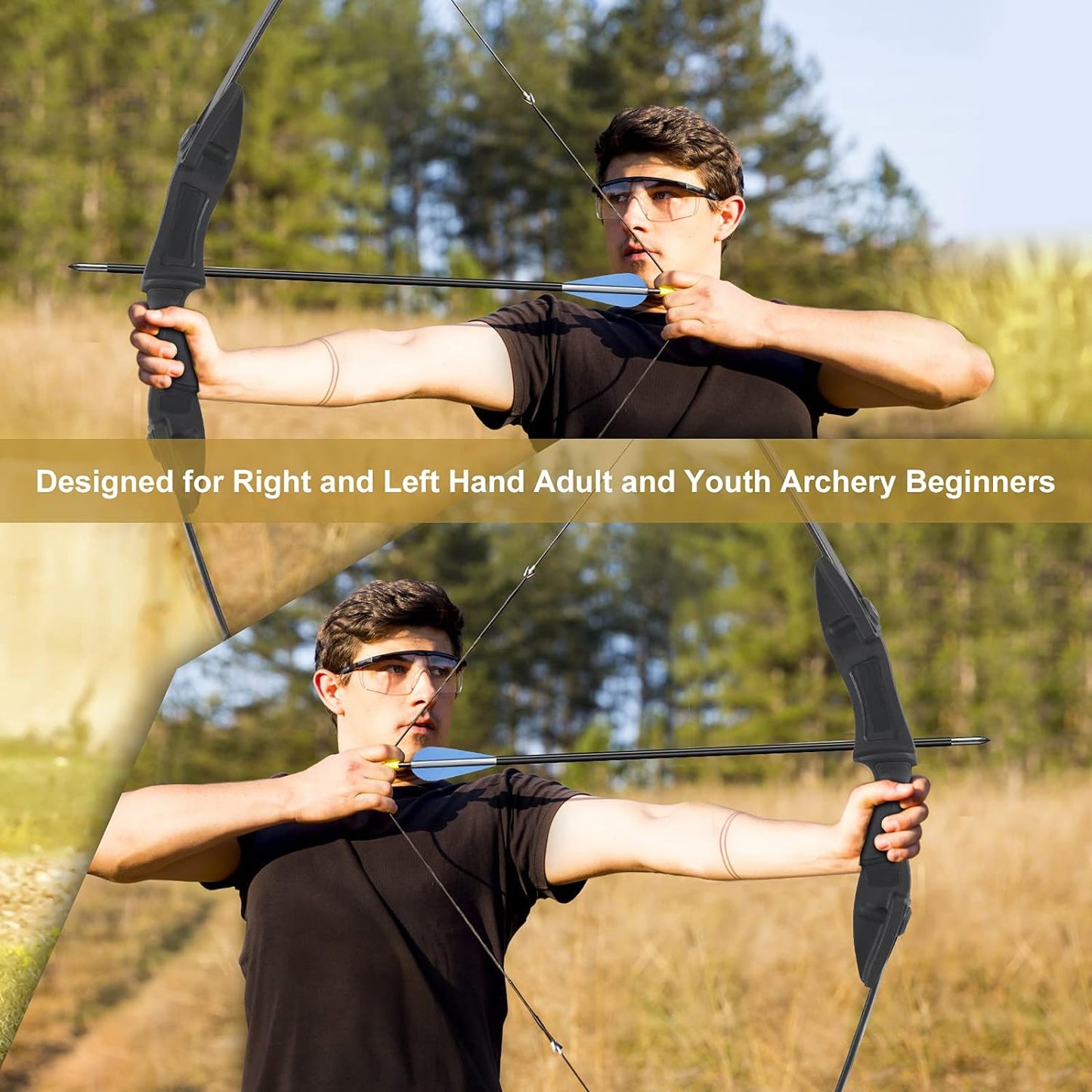 Archery Bow Set Recurve Bow and Arrow Youth Bow and Arrow Beginner Bow Set Takedown Bow and Arrow Right and Left Hand Bow Birthday Gift Bow for Youth/Recurve Bow Draw Weight 25-35Lbs