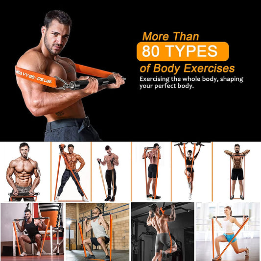Resistance Band Bar Set Portable Full Body 500LBS Extra Heavy Home Gym