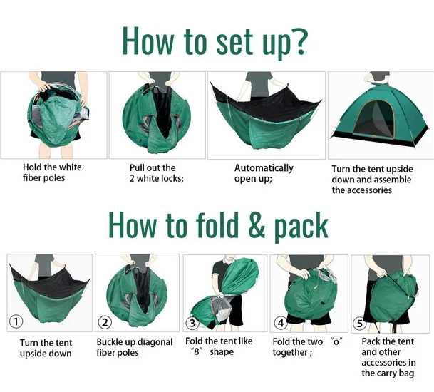 Pop Up Tent 2-3 Person Camping Tent Waterproof Hiking Canopy Shelter