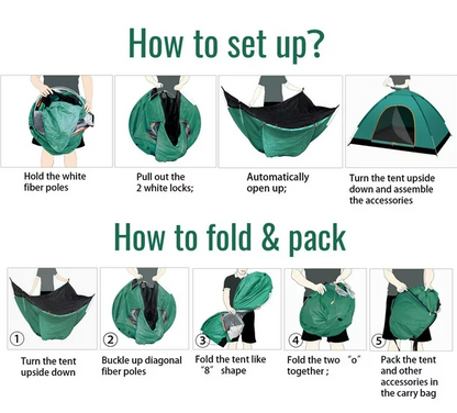 Pop Up Tent 2-3 Person Camping Tent Waterproof Hiking Canopy Shelter