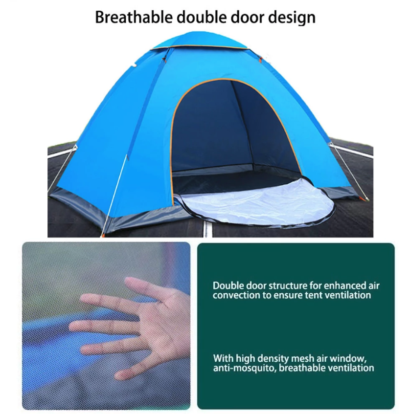 Pop Up Tent 2-3 Person Camping Tent Waterproof Hiking Canopy Shelter