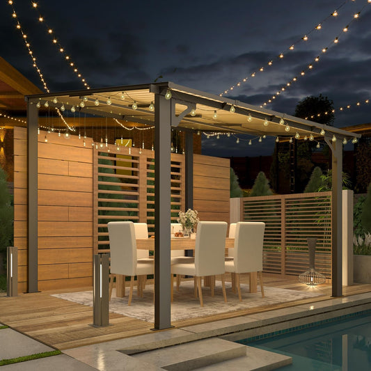 8' X 8' Gazebo for Patio, Small Wall-Mounted Lean to Gazebo Pergola